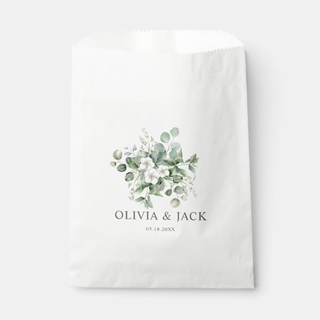 Eukalyptus wassercolor Rustikale Hochzeit Geschenktütchen (Vorderseite)