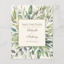 Eukalyptus-Wasserfarbe Save the Date