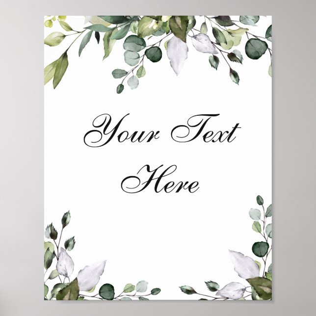 Eukalyptus Watercolor Benutzerdefiniertes Textpost Poster (Vorne)