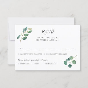 Eukalyptus Watercolor-Blätter Botanische Hochzeit RSVP Karte