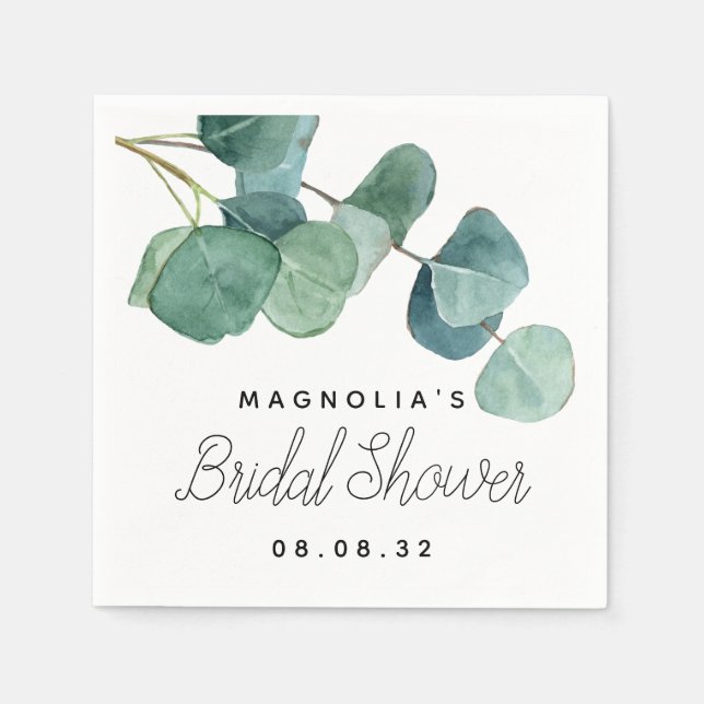 Eukalyptus Watercolor-Brautparty Serviette (Vorderseite)