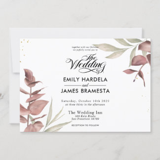 Eukalyptus Watercolor Budget Hochzeit Einladung