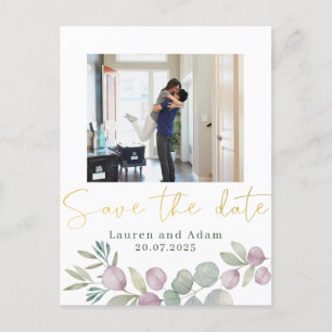 Eukalyptus Watercolor-Foto Save the Date Ankündigungspostkarte