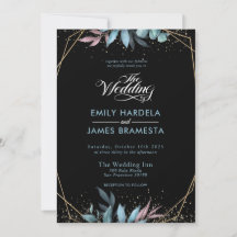 Eukalyptus Watercolor Gold Gerahmte Hochzeit