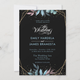 Eukalyptus Watercolor Gold Gerahmte Hochzeit Einladung