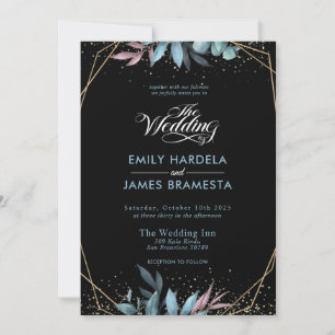 Eukalyptus Watercolor Gold Gerahmte Hochzeit Einladung