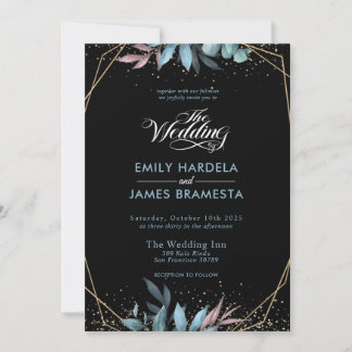 Eukalyptus Watercolor Gold Gerahmte Hochzeit Einladung