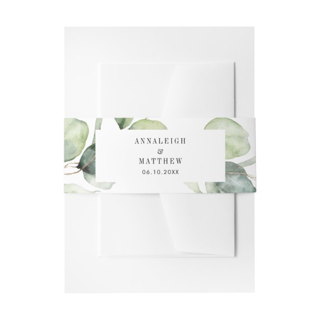 Eukalyptus Watercolor Greenerity Wedding Einladungsbanderole (Vorderseite Beispiel)