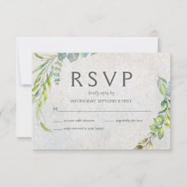Eukalyptus Watercolor Greenerity Wedding RSVP Karte