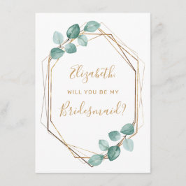 Eukalyptus Watercolor Greenery Gold Bridesmaid Einladung