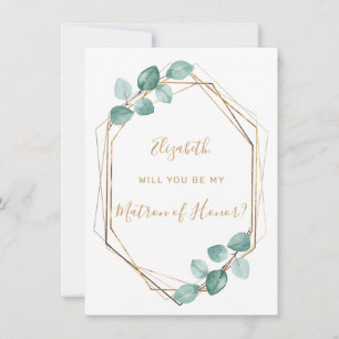 Eukalyptus Watercolor Greenery Gold Matron Honor Einladung