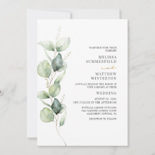 Eukalyptus Watercolor Grüne Botanische Hochzeit Einladung