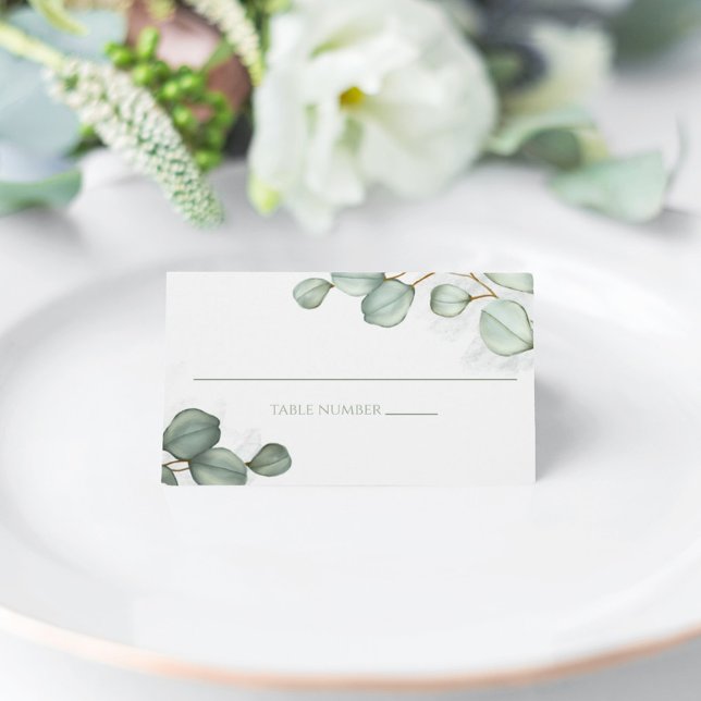 Eukalyptus Watercolor Hochzeit Elegante Tischnumme (Von Creator hochgeladen)