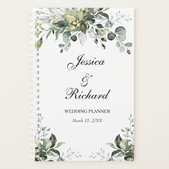 Eukalyptus Watercolor Hochzeitsplaner Planer (Vorderseite)