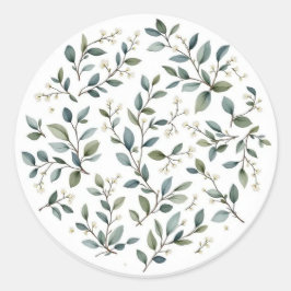 Eukalyptus Watercolor-Hochzeitsticker Runder Aufkleber