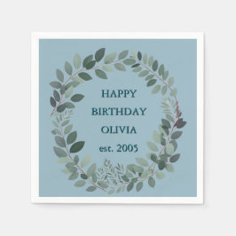 Eukalyptus Watercolor Leaf blass blau Serviette