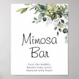 Eukalyptus Watercolor Mimosa Bar Poster-Zeichen Poster