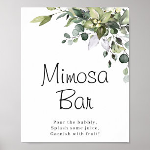 Eukalyptus Watercolor Mimosa Bar Poster-Zeichen Poster