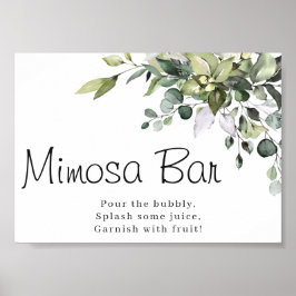 Eukalyptus Watercolor Mimosa Bar Poster-Zeichen Poster