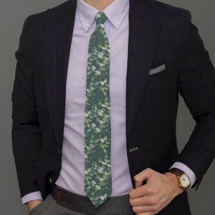 Eukalyptus Watercolor Pattern Neck Tie Krawatte