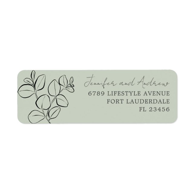 Eukalyptus Watercolor Sage Green Wedding Label (Vorne)