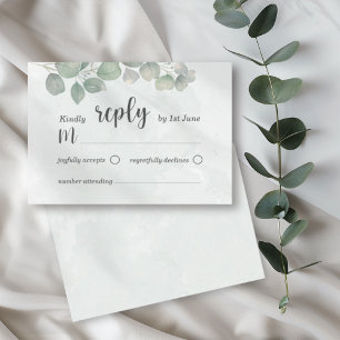 Eukalyptus Watercolor Salbei green UAWG Wedding RSVP Karte