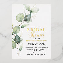 Eukalyptus Watercolor Script Brautparty Gold