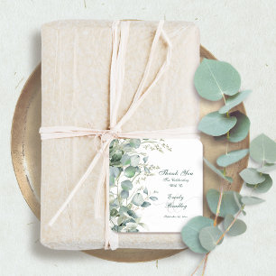 Eukalyptus Watercolor Script Wedding Danke Fav Quadratischer Aufkleber