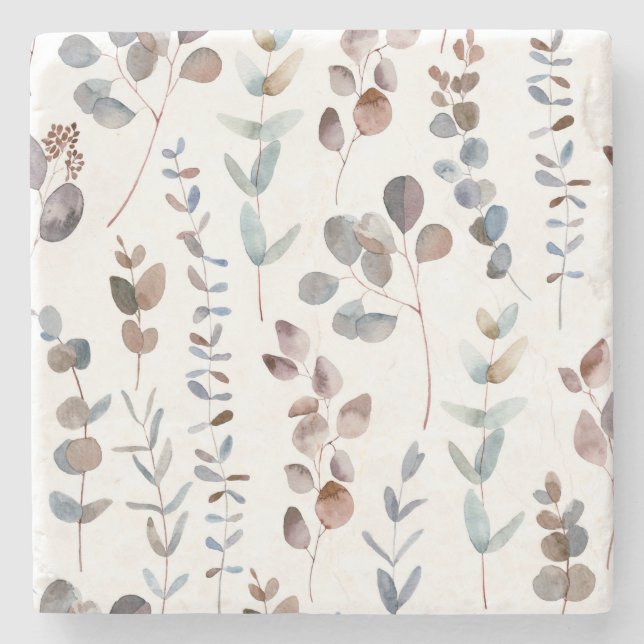 Eukalyptus Watercolor   Steinuntersetzer (Vorderseite)