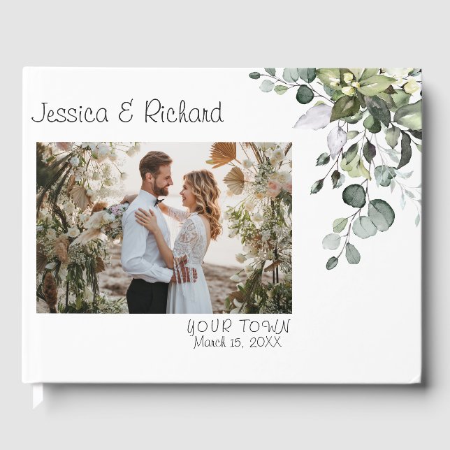 Eukalyptus Watercolor Wedding FOTO Gästebuch (Vorderseite)