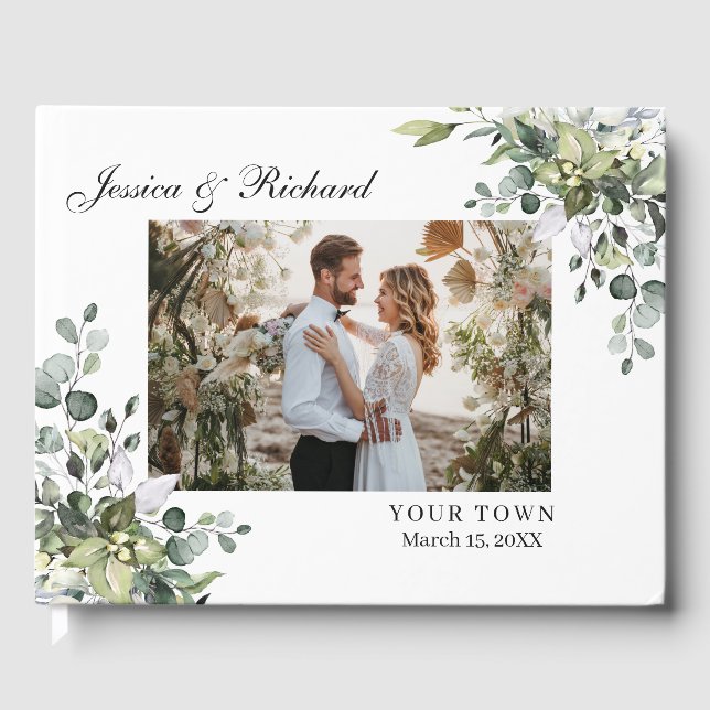 Eukalyptus Watercolor Wedding FOTO Gästebuch (Vorderseite)