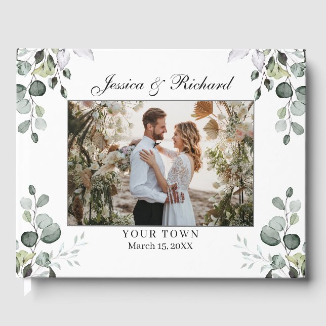 Eukalyptus Watercolor Wedding FOTO Gästebuch (Vorderseite)