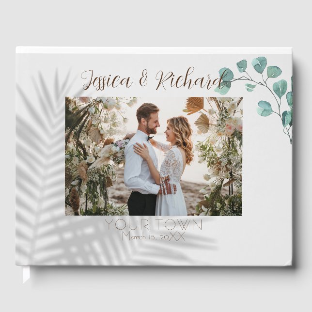 Eukalyptus Watercolor Wedding FOTO Gästebuch (Vorderseite)