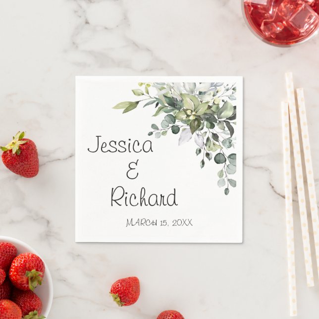 Eukalyptus Watercolor Wedding Napkins Serviette (Beispiel)