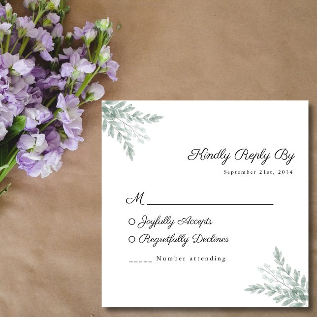 Eukalyptus Watercolor Wedding RSVP Card (Von Creator hochgeladen)