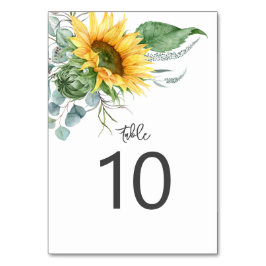 Eukalyptus Watercolor Wedding Rustic Sunflower Tischnummer