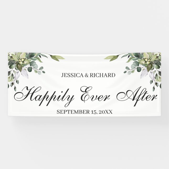 Eukalyptus Watercolor Wedding Sign Banner (Horizontal)