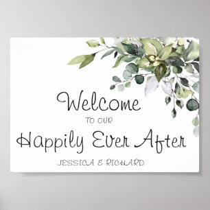 Eukalyptus Watercolor Wedding Welcome Poster Sign