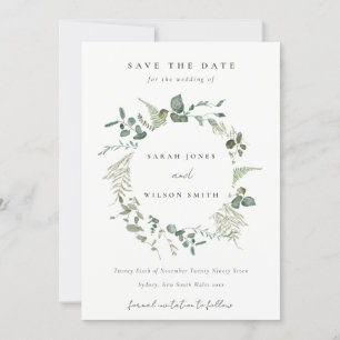 Eukalyptus Watercolor Wreath Wedding Save The Date