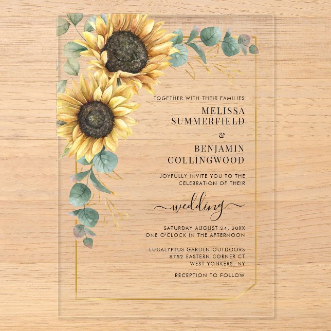 Eukalyptus Wedding Acryleinladungen (Vorderseite)