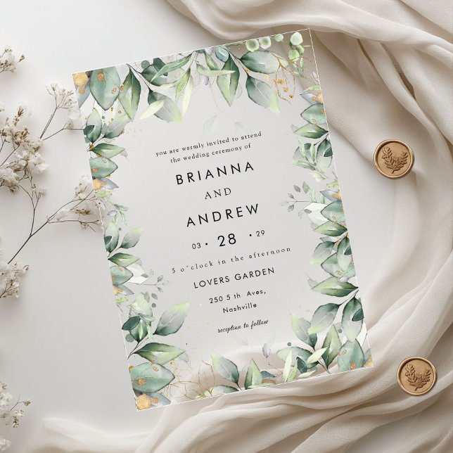 Eukalyptus Wedding Acrylic Acryleinladungen (Modern Eucalyptus Wedding Acrylic Acrylic Invitations)