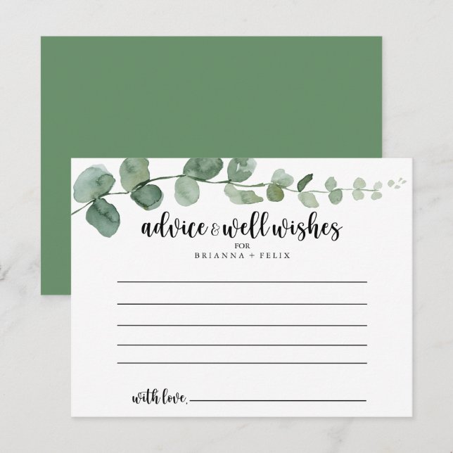 Eukalyptus Wedding Advice Card Postkarte (Vorne/Hinten)