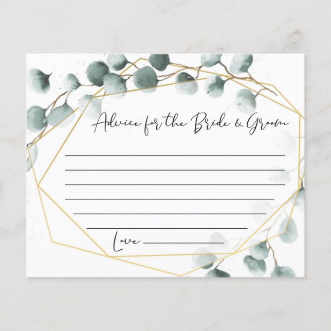 Eukalyptus Wedding Advice Cards Flyer (Vorne)