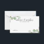 Eukalyptus Wedding Advisor und Wünsche Hinweiskarte<br><div class="desc">Feiern Sie Ihren besonderen Tag mit dieser wunderschönen Hochzeitsratgeber- und Wunschkarte mit dem Titel "Ratschläge & Wünsche" in modernem Drehbuch und mit sanften Aquarellfarben Eukalyptus auf weißem Hintergrund dekoriert. Ideal für Hochzeiten,  Babydusche,  Geburtstagsparty,  Brautparty,  Junggeselinnen-Abschied und alle besondere Anlässe.</div>