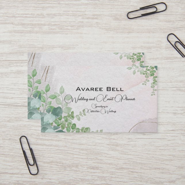 Eukalyptus Wedding and Event Planner Visitenkarte (Vorderseite/Rückseite Beispiel)