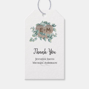 Eukalyptus Wedding - Aquarellengrössenmonogramm Geschenkanhänger