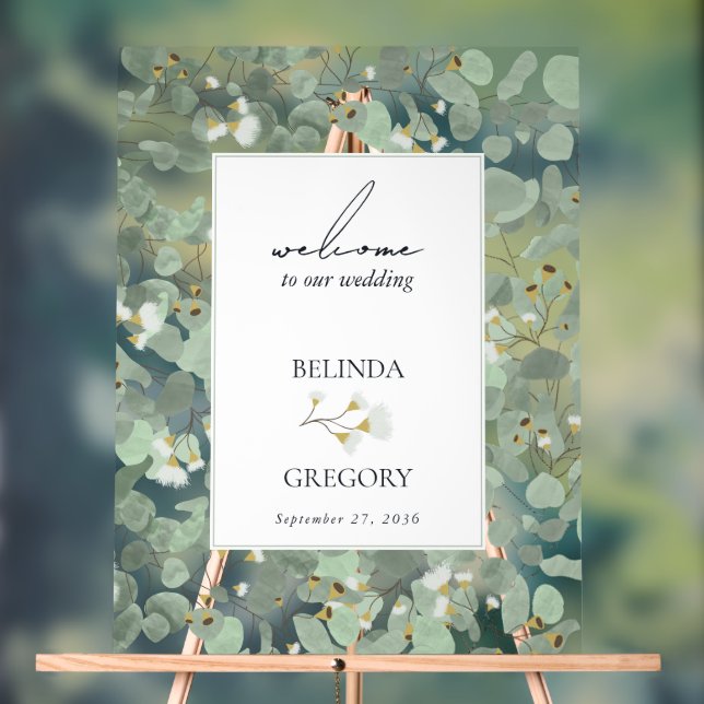 Eukalyptus Wedding-Begrüßungszeichen Acrylschild (Neutral)