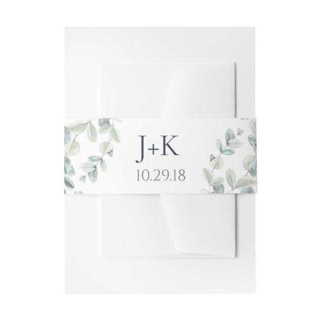 Eukalyptus Wedding Belly Bands Einladungsbanderole (Vorderseite Beispiel)