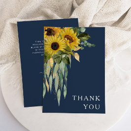 Eukalyptus Wedding Blue Floral Sunflower Dankeskarte