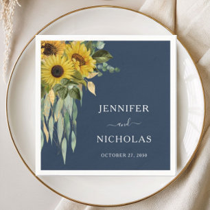 Eukalyptus Wedding Blue Floral Sunflower Serviette